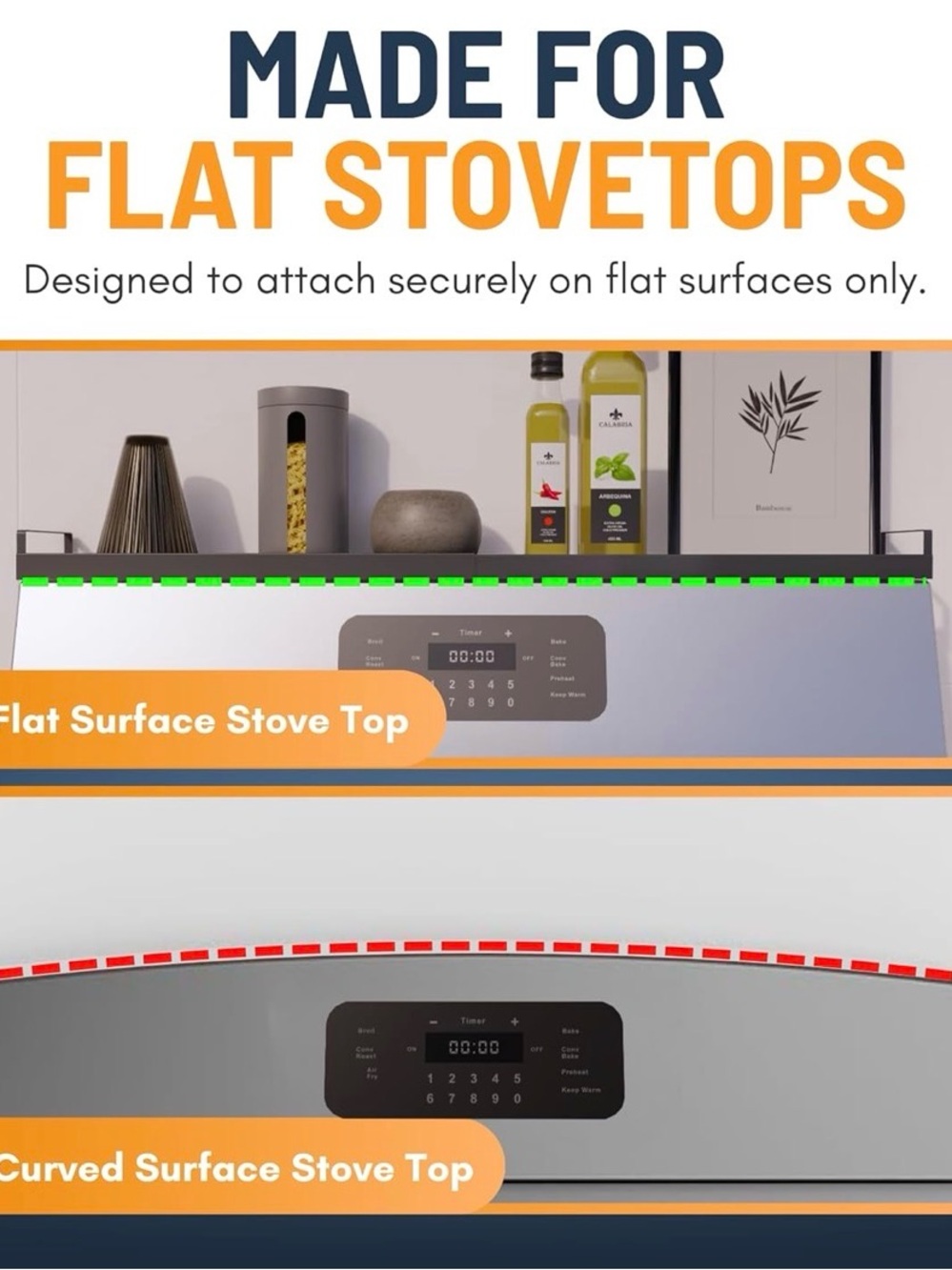 Magnetic Stove Top Shelf for Up To 30" Stoves, Over Oven Spice Rack Organizer - Picture 7 of 9